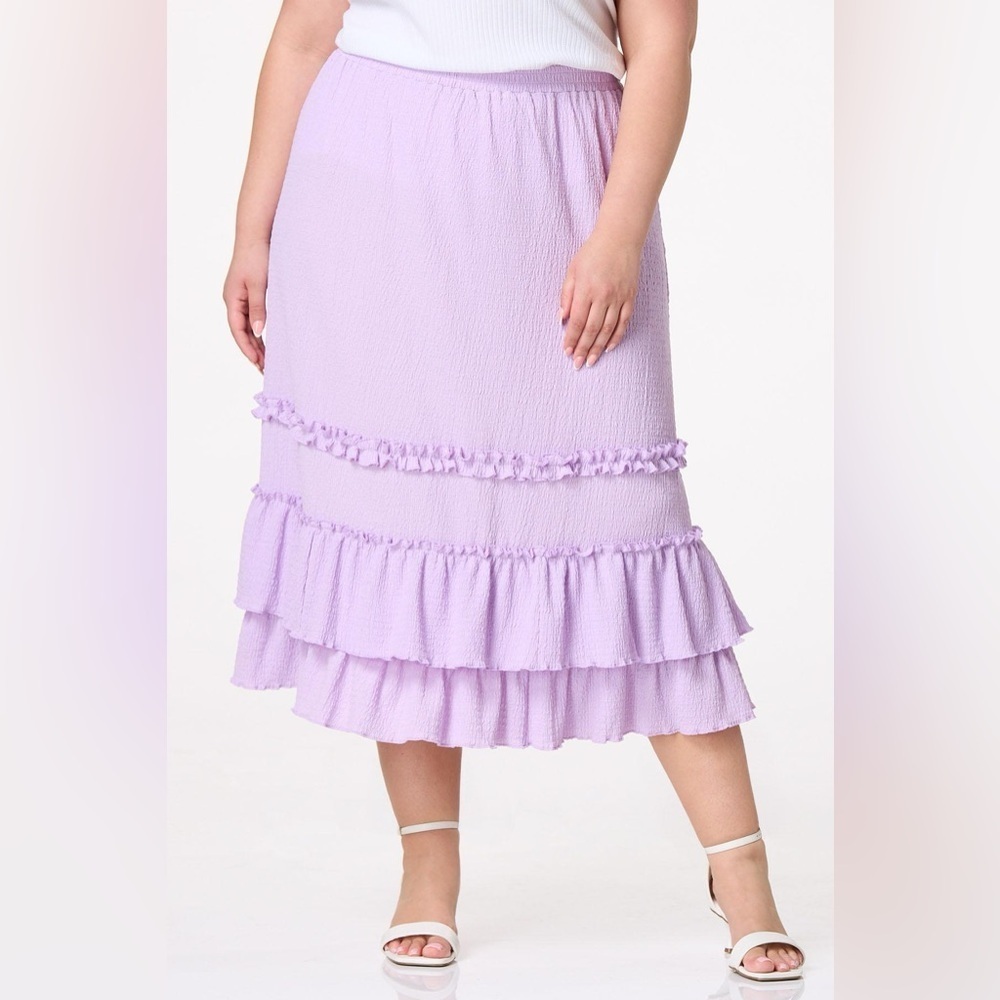 ❄️ CATO | PLUS SIZE RUFFLED CRINKLED KNIT MAXI SKIRT VARIOUS SIZES